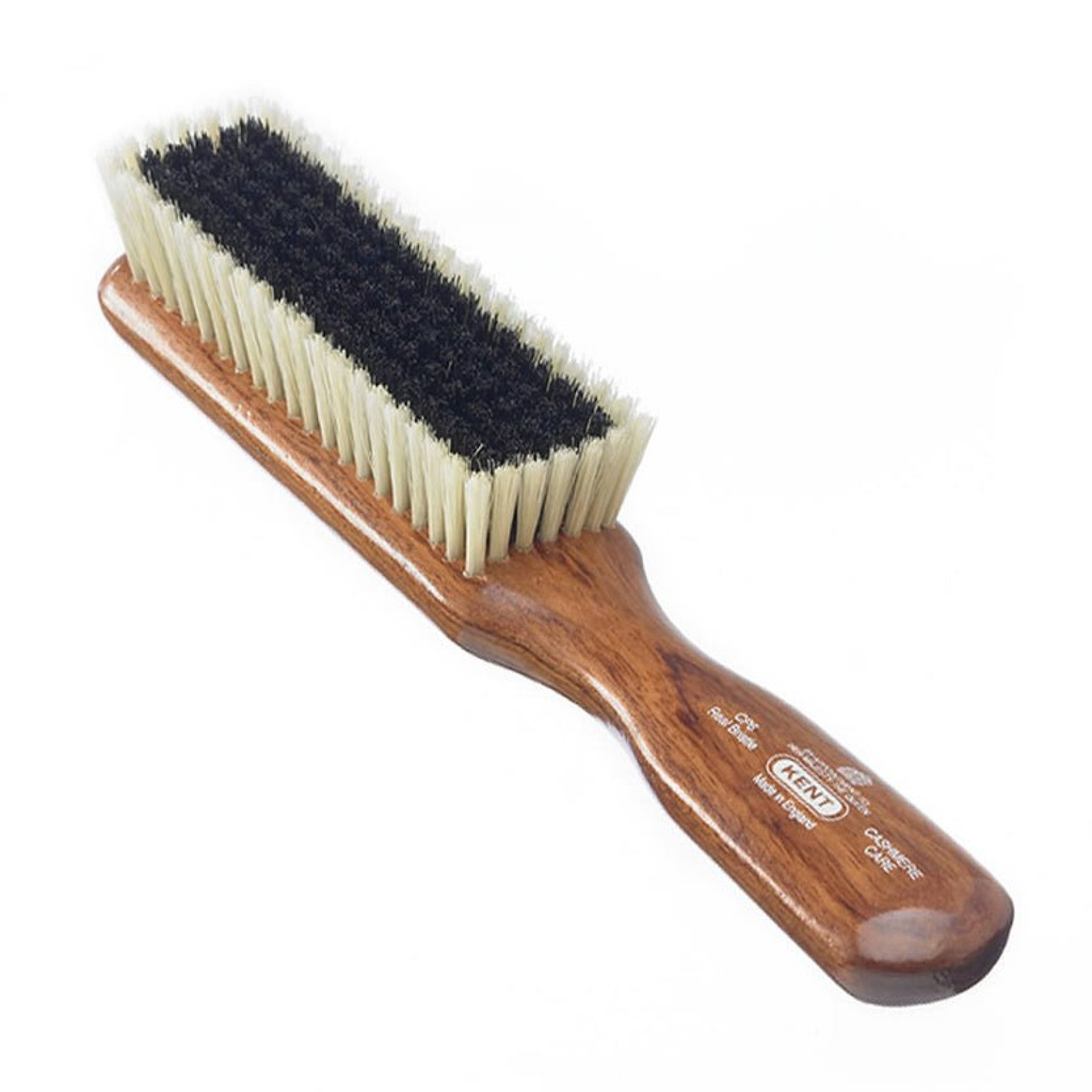 KENT Cashmere Care Dark Wood Pure Black and White Bristle Clothes Brush KENT Cashmere Care Dark Wood Pure Black and White Bristle Clothes Brush